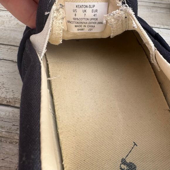 Polo Bear Ralph Lauren Shoes Sz 8 Keaton Slip on Sneakers Navy Blue Cotton Prep - Picture 10 of 12